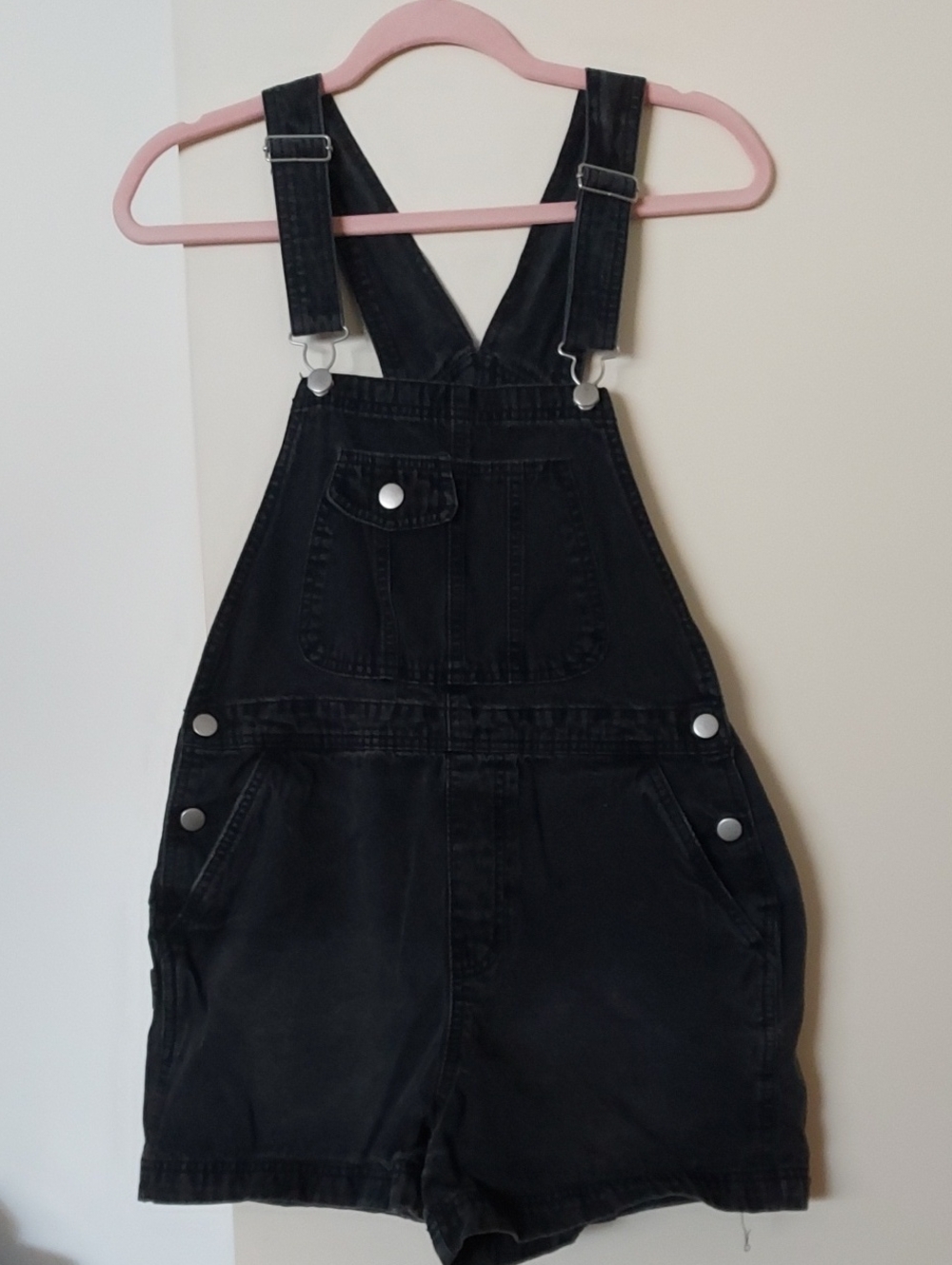 No Boundaries Black Denim Overall Shorts